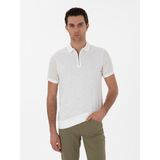 Cacharel Erkek Ekru Regular Fit Fermuarlı Polo Yaka Desenli T-Shirt 50302727-VR019 - 2XL