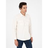 Cacharel Erkek Ekru Regular Fit Pamuklu Cepli Gömlek 50291369-VR019 - S