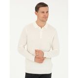 Cacharel Erkek Ekru Regular Fit Polo Yaka Yün Karışımlı Triko Kazak 50279605-VR019 - S