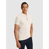 Cacharel Erkek Ekru Slim Fit Fermuarlı Polo Yaka Saf Pamuk Triko T-Shirt 50324006-VR019