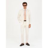 Cacharel Erkek Ekru Slim Fit Yün Karışımlı Kırlangıç Yaka Çizgili Kruvaze Takım Elbise 50265064-VR019 - 56 - 6 Drop