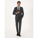 Cacharel Erkek Füme Slim Fit Çizgili Mono Yaka Yün Karışımlı Takım Elbise 50316335-VR058 - 52 - 6 Drop