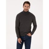 Cacharel Erkek Füme Slim Fit Pamuk Karışımlı Balıkçı Yaka Basic Triko Kazak 50318678-VR058 - XL