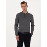 Cacharel Erkek Füme Slim Fit Yün Karışımlı Polo Yaka Basic Triko Kazak 50315267-VR058