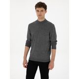 Cacharel Erkek Füme Slim Fit Yün Karışımlı Yarım Balıkçı Basic Triko Kazak 50315296-VR058