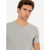Cacharel Erkek Gri Melanj Bisiklet Yaka Slim Fit Basic T-Shirt 50263987-VR086 - 2XL