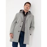 Cacharel Erkek Gri Melanj Regular Fit Rüzgar Korumalı Yün Karışımlı Kaşe Kaban 50311138-VR086