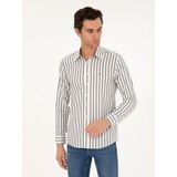 Cacharel Erkek Gri Slim Fit Çizgili Pamuk Gömlek 50291351-VR024 - 2XL