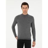Cacharel Erkek Gri Slim Fit Kaşmir İpek Karışımlı Çeyrek Balıkçı Yaka Triko Kazak 50296503-VR024 - XL