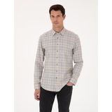 Cacharel Erkek Gri Slim Fit Uzun Kollu Gömlek 50310496-VR024 - 3XL