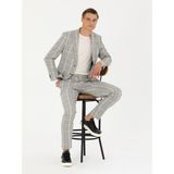 Cacharel Erkek Gri Slim Fit Yün Karışımlı Ekose Takım Elbise 50276627-VR024 - 6 Drop
