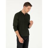 Cacharel Erkek Haki Regular Fit Yün Karışımlı Polo Yaka Triko Kazak 50279605-VR027 - S