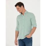 Cacharel Erkek Haki Slim Fit %100 Keten Gömlek 50269214-VR027