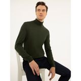Cacharel Erkek Haki Slim Fit Balıkçı Yaka Basic Triko Kazak 50227794-VR027 - 2XL