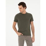 Cacharel Erkek Haki Slim Fit Bisiklet Yaka Merserize Basic T-Shirt 50305451-VR027