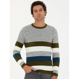 Cacharel Erkek Haki Slim Fit Bisiklet Yaka Triko Kazak 50271626-VR027