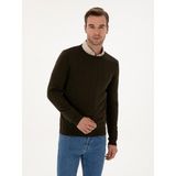 Cacharel Erkek Haki Slim Fit Pamuk Karışımlı Bisiklet Yaka Triko Kazak 50318868-VR027 - 2XL