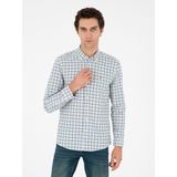 Cacharel Erkek Haki Slim Fit Pamuklu Kareli Gömlek 50291318-VR027 - 2XL