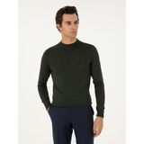 Cacharel Erkek Haki Slim Fit Yün Karışımlı Çeyrek Balıkçı Yaka Basic Triko Kazak 50296402-VR027 - 2XL