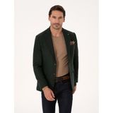 Cacharel Erkek Haki Slim Fit Yün Karışımlı Mikro Desenli Ceket 50310771-VR027 - 4 Drop - 48