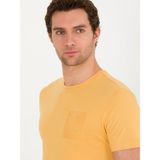 Cacharel Erkek Hardal Bisiklet Yaka Slim Fit T-Shirt 50265869-VR072 - 2XL
