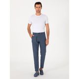Cacharel Erkek Indigo Carrot Fit Beli Lastikli %100 Keten Spor Pantolon 50298913-VR028 - İndigo - 30