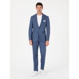 Cacharel Erkek İndigo Slim Fit Keten Yün Karışımlı Mikro Desen Mono Yaka Takım Elbise 50325513-VR028 - 6 Drop