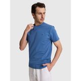 Cacharel Erkek Indigo Slim Fit Pamuk Karışımlı Bisiklet Yaka Basic T-Shirt 50328373-VR028 - İndigo