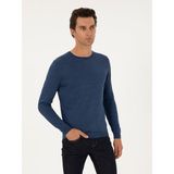 Cacharel Erkek İndigo Slim Fit Yün Karışımlı Bisiklet Yaka Basic Triko Kazak 50293301-VR028