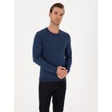 Cacharel Erkek Indigo Slim Fit Yün Karışımlı Bisiklet Yaka Basic Triko Kazak 50315266-VR028 - İndigo - 2XL