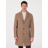 Cacharel Erkek Kahverengi Slim Fit Alpaka Yün Karışımlı Palto 50314605-VR029