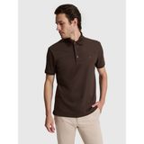 Cacharel Erkek Kahverengi Slim Fit Pamuk Karışımlı Düğmeli Polo Yaka Basic T-Shirt 50328375-VR029 - XL