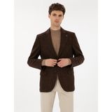 Cacharel Erkek Kahverengi Slim Fit Yün Karışımlı Flanel Görünümlü Ceket 50310747-VR029 - 6 Drop - 46