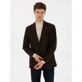 Cacharel Erkek Kahverengi Slim Fit Yün Karışımlı Flanel Görünümlü Ceket 50316800-VR029 - 6 Drop - 46