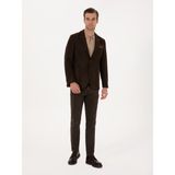 Cacharel Erkek Kahverengi Slim Fit Yün Karışımlı Flanel Görünümlü Ceket 50316800-VR029 - 6 Drop - 48