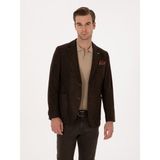 Cacharel Erkek Kahverengi Slim Fit Yün Karışımlı Flanel Görünümlü Ceket 50316800-VR029 - 6 Drop
