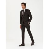 Cacharel Erkek Kahverengi Slim Fit Yün Karışımlı Kırlangıç Yaka Çizgili Takım Elbise 50272588-VR029 - 6 Drop