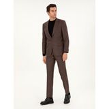 Cacharel Erkek Kahverengi Slim Fit Yün Karışımlı Takım Elbise 50291028-VR029 - 6 Drop - 54