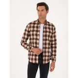 Cacharel Erkek Kiremit Slim Fit %100 Pamuk Desenli Gömlek 50291335-VR031 - 2XL