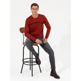 Cacharel Erkek Kiremit Slim Fit Bisiklet Yaka Triko Kazak 50259268-VR031
