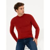 Cacharel Erkek Kiremit Slim Fit Çeyrek Balıkçı Yaka Basic Triko Kazak 50237039-VR031 - 2XL