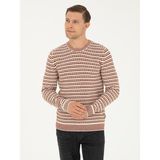 Cacharel Erkek Kiremit Slim Fit Pamuk Karışımlı Bisiklet Yaka Triko Kazak 50292612-VR031 - 2XL