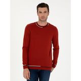Cacharel Erkek Kiremit Slim Fit Yün Karışımlı Bisiklet Yaka Triko Kazak 50271571-VR031