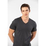Cacharel Erkek Kısakol V Yaka T-Shirt, %50 Pamuk %50 Modal - Antrasit