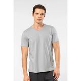 Cacharel Erkek Kısakol V Yaka T-Shirt, %50 Pamuk %50 Modal - Gri