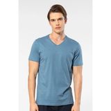 Cacharel Erkek Kısakol V Yaka T-Shirt, %50 Pamuk %50 Modal - İndigo