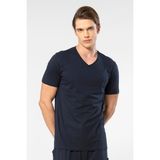 Cacharel Erkek Kısakol V Yaka T-Shirt, %50 Pamuk %50 Modal - Lacivert