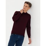 Cacharel Erkek Koyu Bordo Slim Fit Çeyrek Balıkçı Yaka Triko Kazak 50276521-VR175 - XL