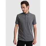 Cacharel Erkek Koyu Gri Slim Fit Pamuk Karışımlı Düğmeli Polo Yaka Basic T-Shirt 50328375-VR080 - 2XL
