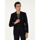 Cacharel Erkek Koyu Lacivert Slim Fit Blazer Ceket 50290826-VR100 - 56 - 6 Drop